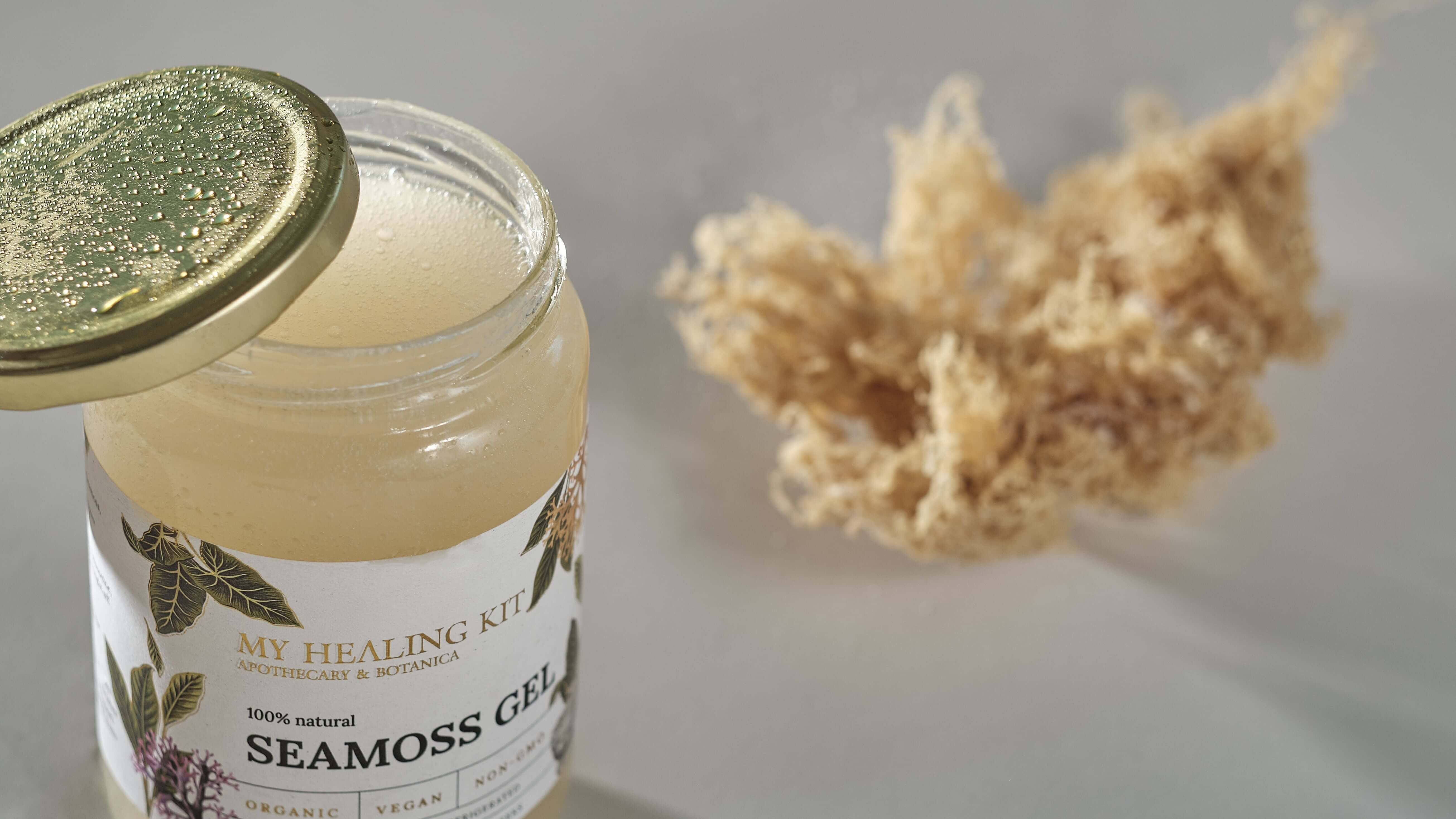 open jar containing seamoss gel