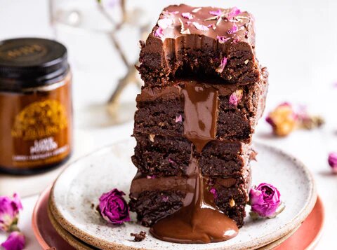 a close-up of some mouthwatering chocolate brownies